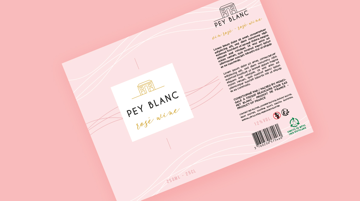 packaging d'une cannette de vin rosé pour Pey Blanc Aix en Provence