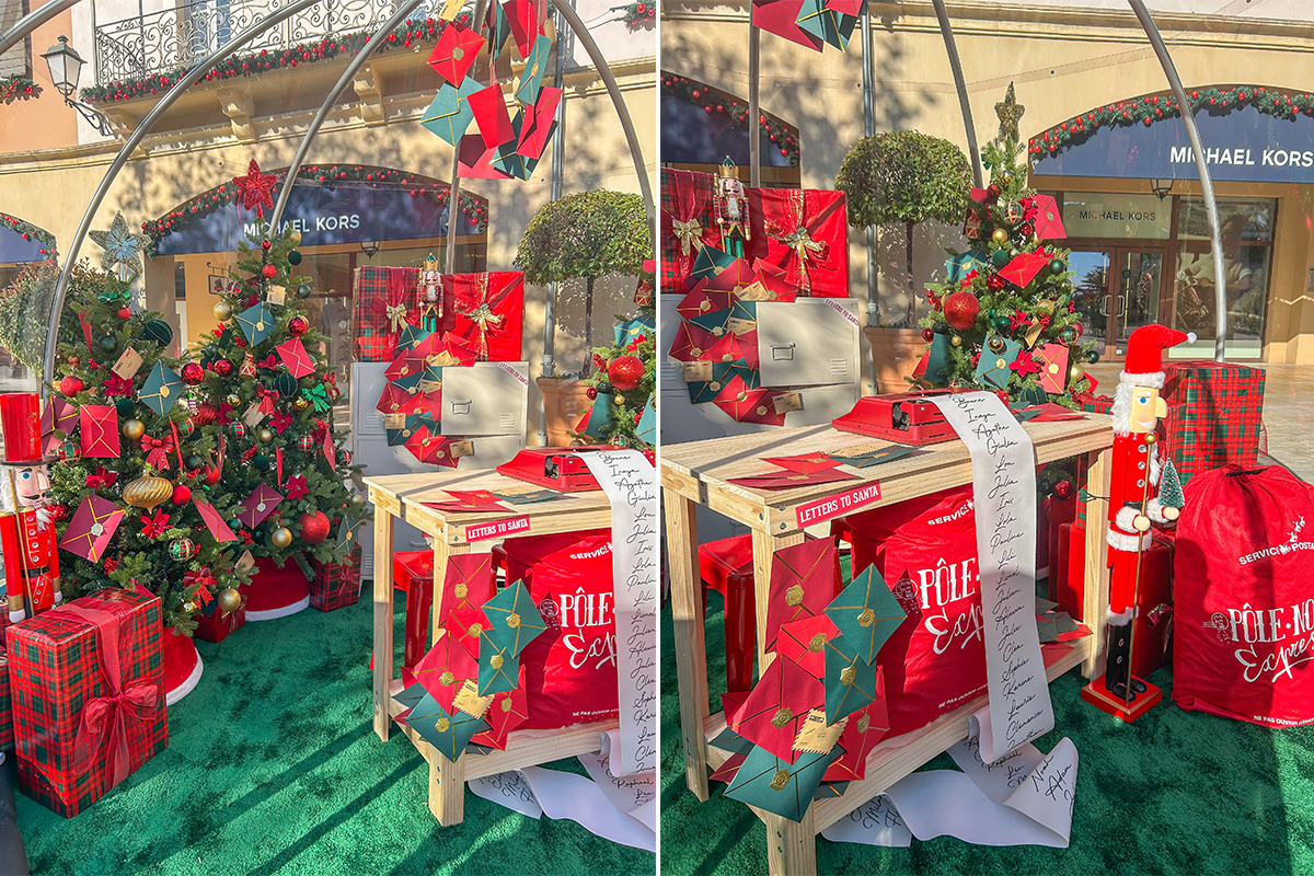 scénographie noël pour le village de marque Mc Artur Glen