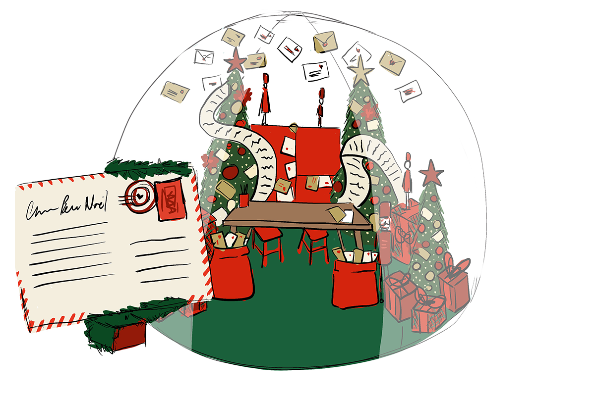 scénographie noël pour le village de marque Mc Artur Glen