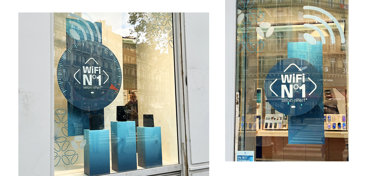 scénographie commerciale vitrine du magasin République Paris zoom sur les éléments du décor bouygues telecom studio way
