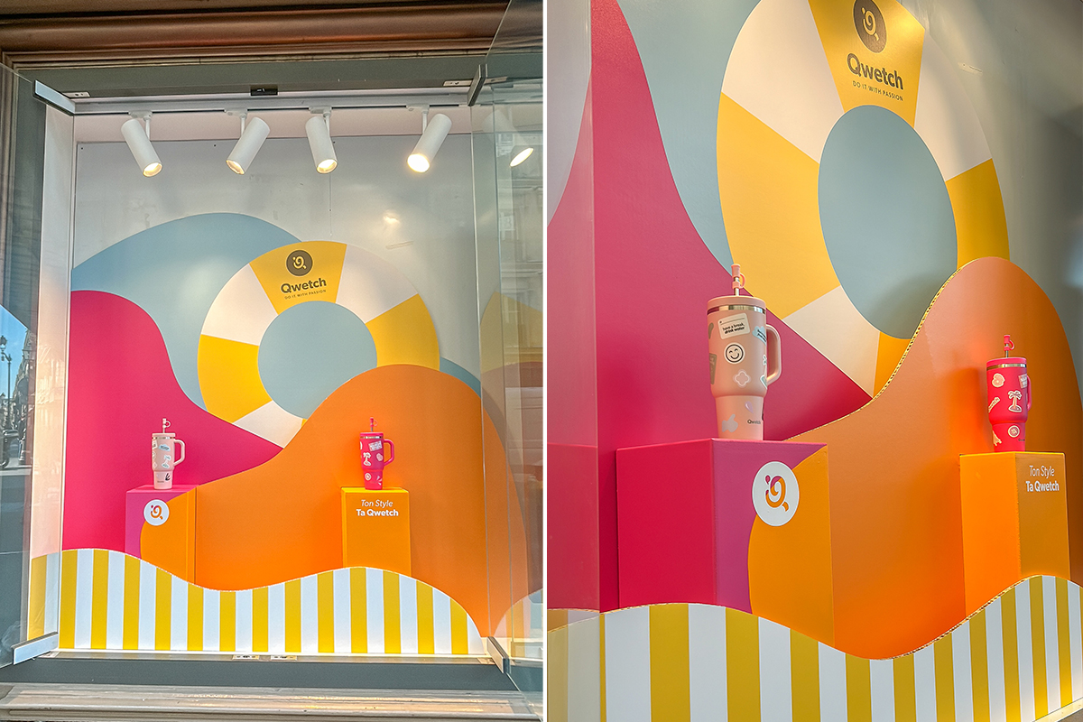 création de la scénographie de vitrine au BHV Marais à Paris pour la marque Qwetch - Studio WAY