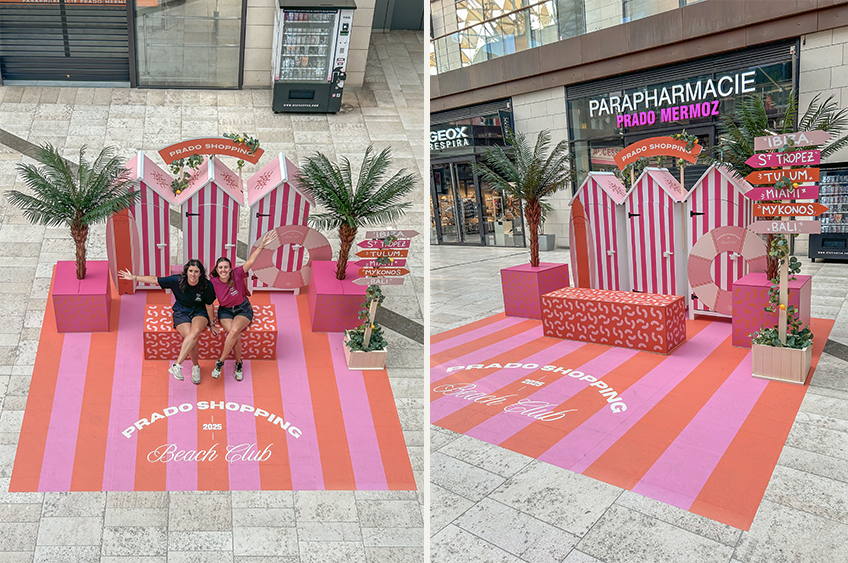 scénographie d'té pour le centre commercial Prado Shopping à Marseille photocall ambiance Beach Club