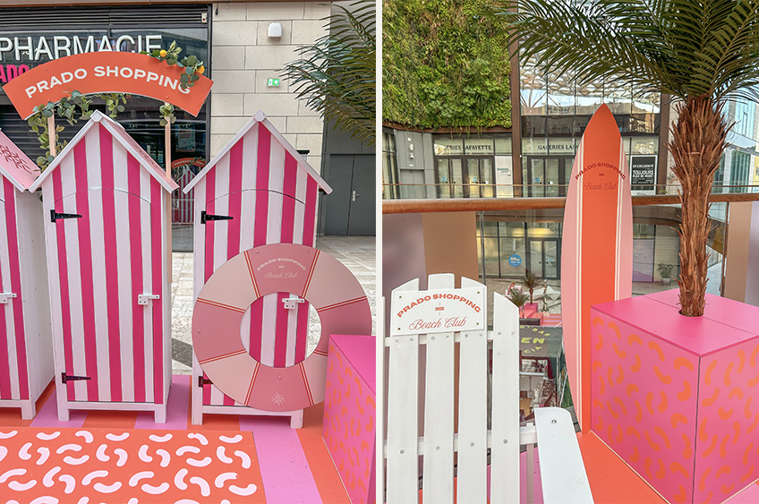scénographie d'té pour le centre commercial Prado Shopping à Marseille décor Beach Club