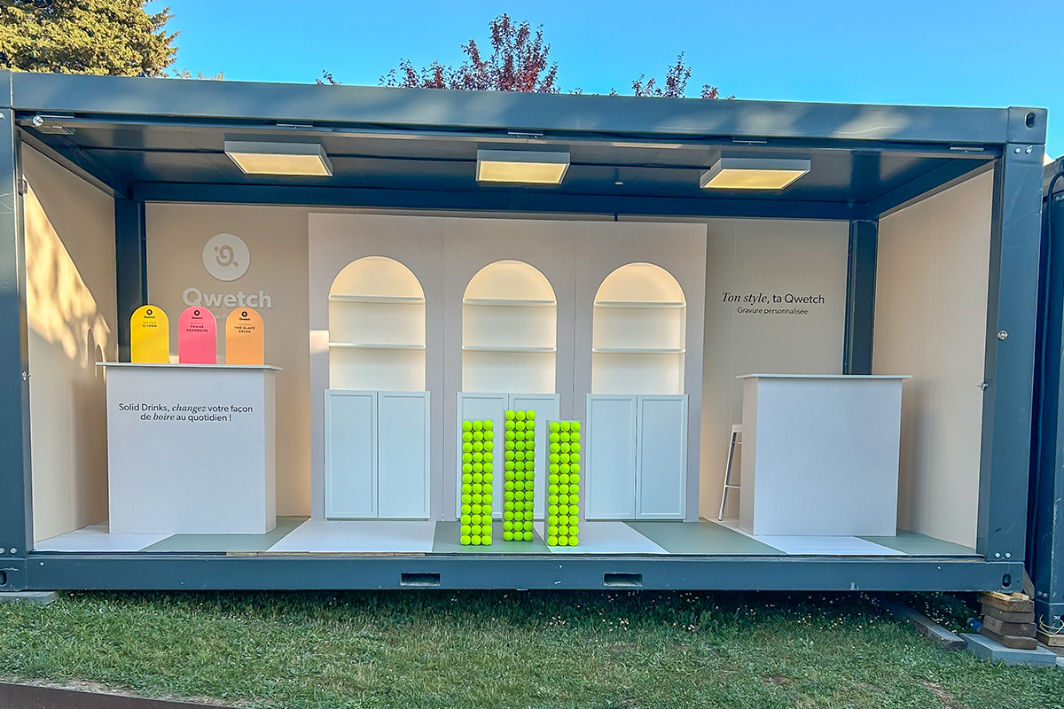 pop-up store pour Qwetch à l'événement sportif de tennis l'Open d'Aix en Provence Studio WAY